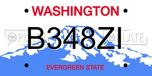 B348ZI Washington License Plate
