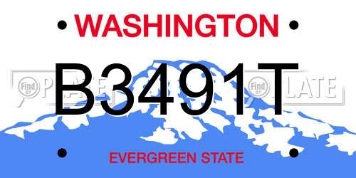 B3491T Washington License Plate