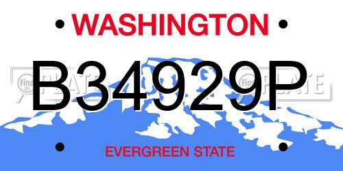 B34929P Washington License Plate