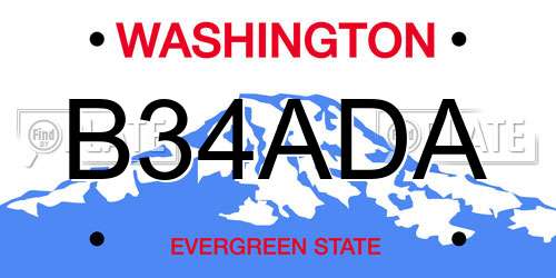 B34ADA Washington License Plate