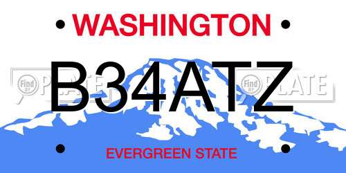 B34ATZ Washington License Plate