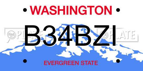 B34BZI Washington License Plate