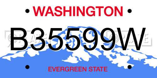 B35599W Washington License Plate