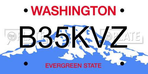 B35KVZ Washington License Plate