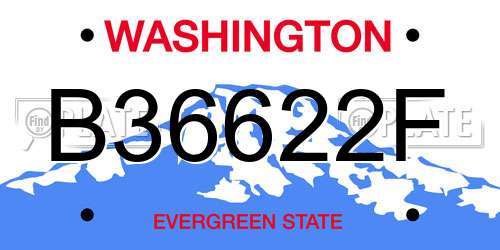 B36622F Washington License Plate