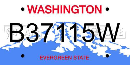 B37115W Washington License Plate