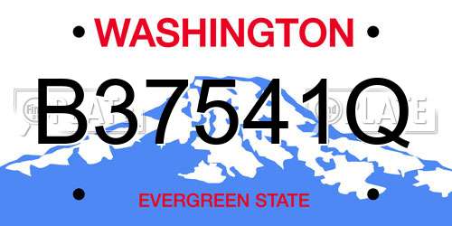 B37541Q Washington License Plate
