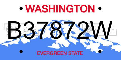 B37872W Washington License Plate