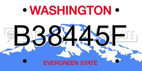 B38445F Washington License Plate