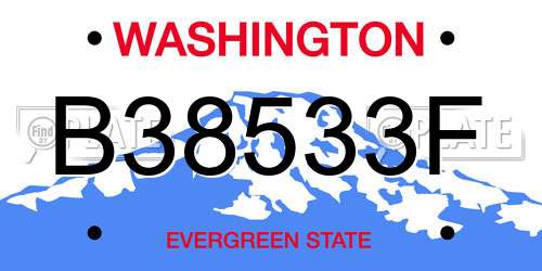 B38533F Washington License Plate