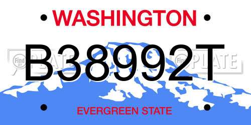 B38992T Washington License Plate