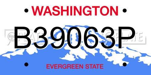 B39063P Washington License Plate