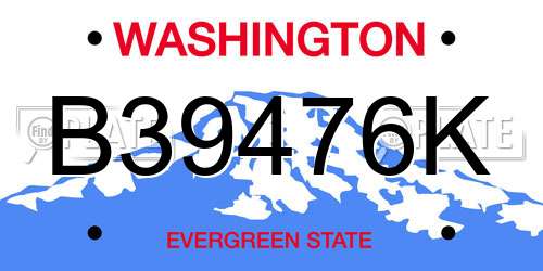 B39476K Washington License Plate