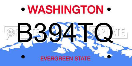 B394TQ Washington License Plate