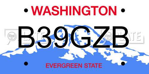 B39GZB Washington License Plate
