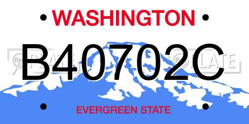 B40702C Washington License Plate