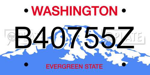 B40755Z Washington License Plate