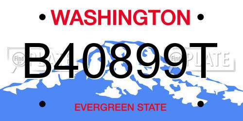 B40899T Washington License Plate