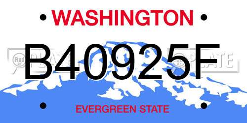 B40925F Washington License Plate