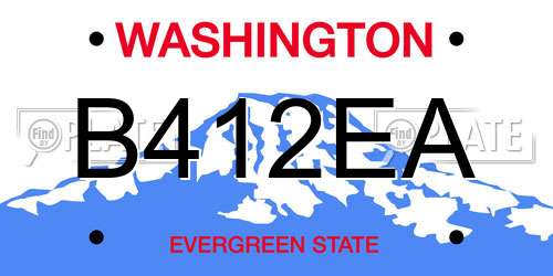 B412EA Washington License Plate