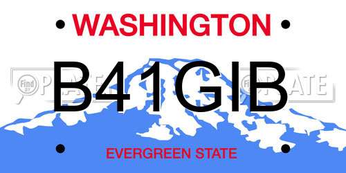 B41GIB Washington License Plate