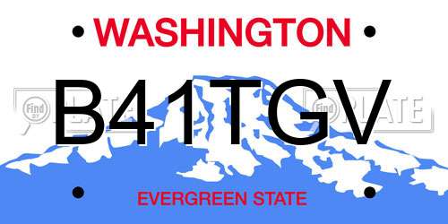B41TGV Washington License Plate