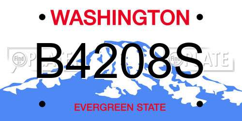B4208S Washington License Plate