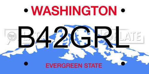 B42GRL Washington License Plate