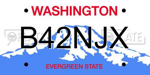 B42NJX Washington License Plate