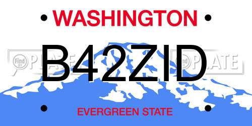 B42ZID Washington License Plate