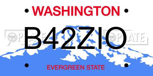 B42ZIO Washington License Plate
