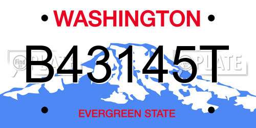 B43145T Washington License Plate