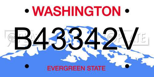 B43342V Washington License Plate