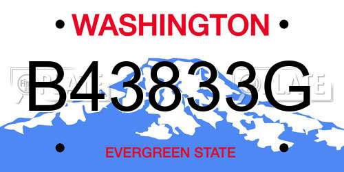 B43833G Washington License Plate