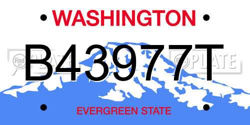 B43977T Washington License Plate