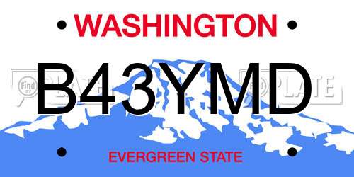 B43YMD Washington License Plate