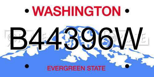 B44396W Washington License Plate