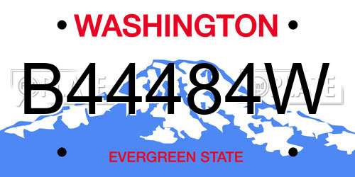 B44484W Washington License Plate