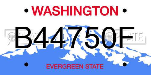 B44750F Washington License Plate