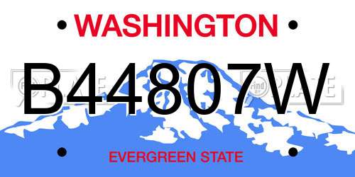 B44807W Washington License Plate