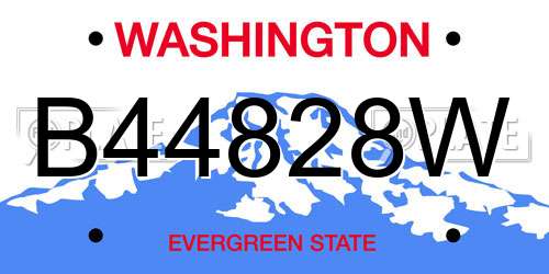 B44828W Washington License Plate