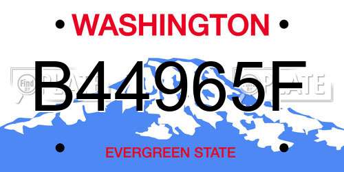 B44965F Washington License Plate