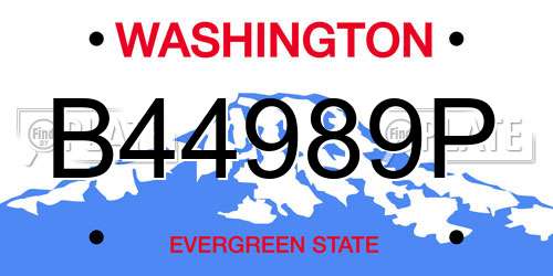 B44989P Washington License Plate