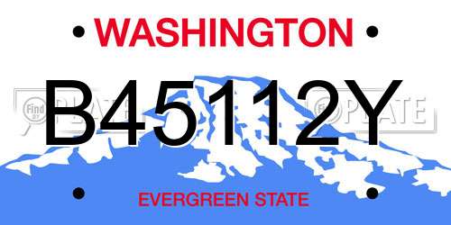 B45112Y Washington License Plate