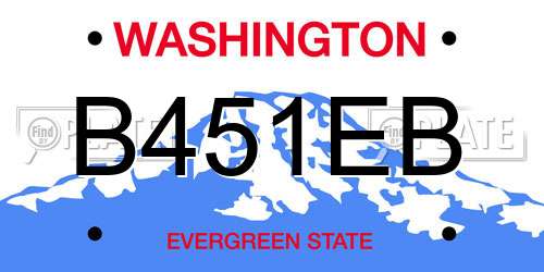 B451EB Washington License Plate
