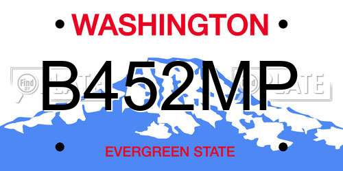 B452MP Washington License Plate
