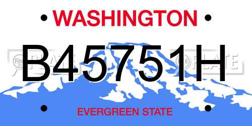 B45751H Washington License Plate