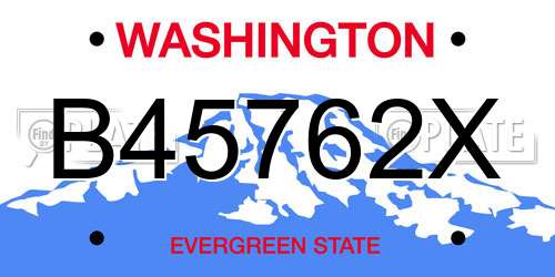 B45762X Washington License Plate