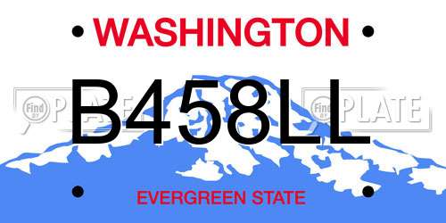 B458LL Washington License Plate