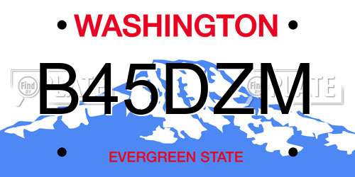 B45DZM Washington License Plate
